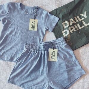 Daily Drills Mist Blue Pointelle Set XS/S - NWT